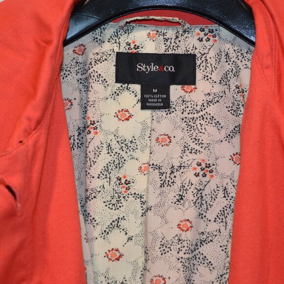 DONATED (GONE) - Style & Co Coral Knee Length Button/Belted Utility Jacket - Picture 4 of 5